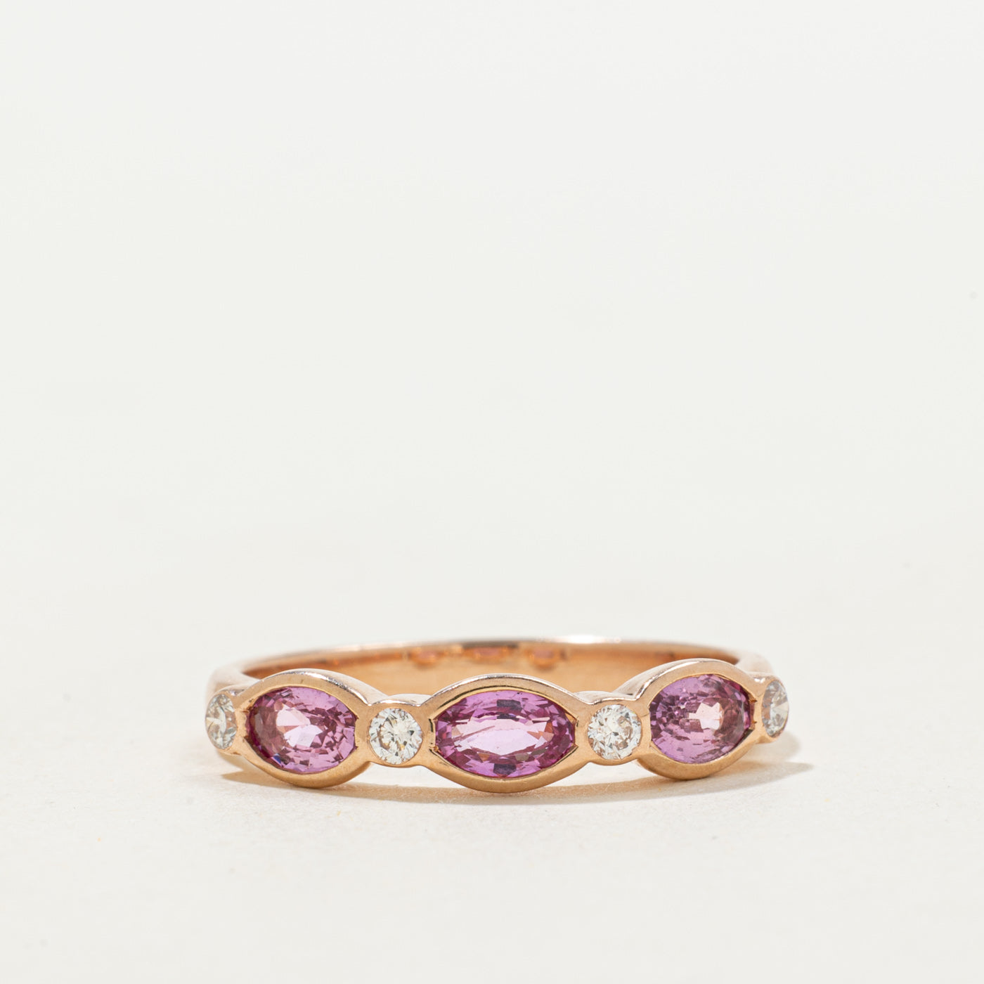 'Effy' Three Stone Pink Sapphire & Diamond Band | 0.60ctw, 0.10ctw | SZ 7