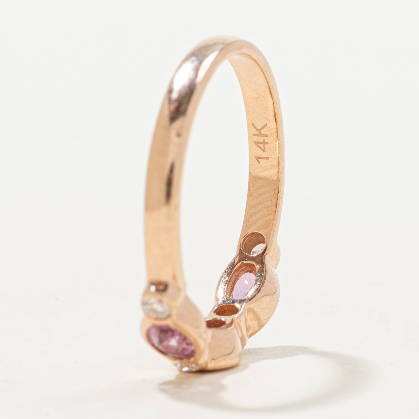 'Effy' Three Stone Pink Sapphire & Diamond Band | 0.60ctw, 0.10ctw | SZ 7