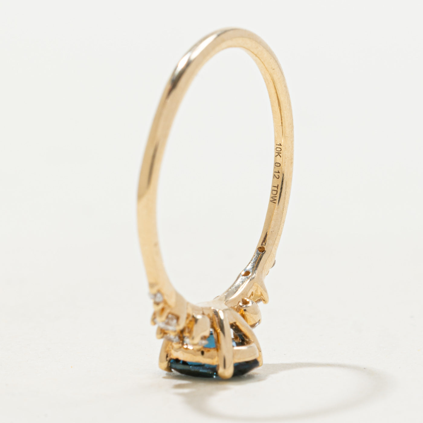 Oval Cut Blue Topaz & Diamond Accented Ring | 0.80ct, 0.12ctw | SZ 7.25
