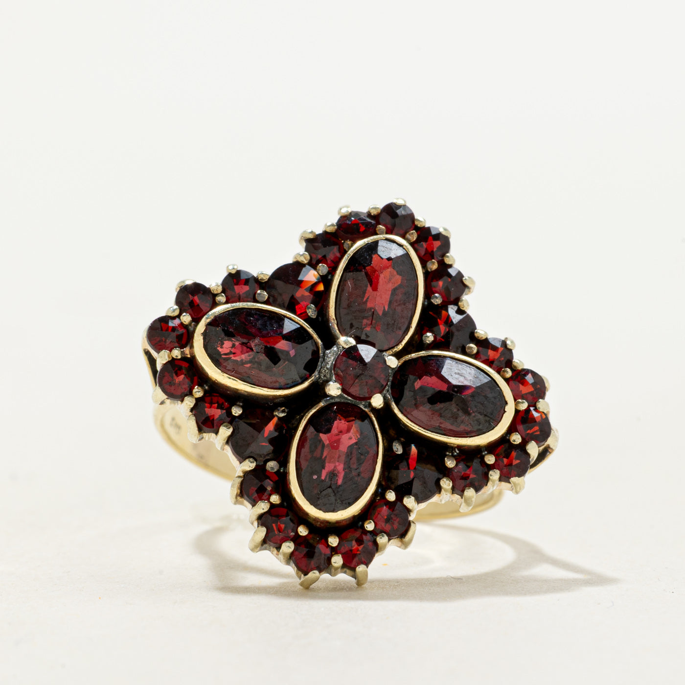 Garnet Cross Cluster Cocktail Ring | 3.50ctw | SZ 6.75