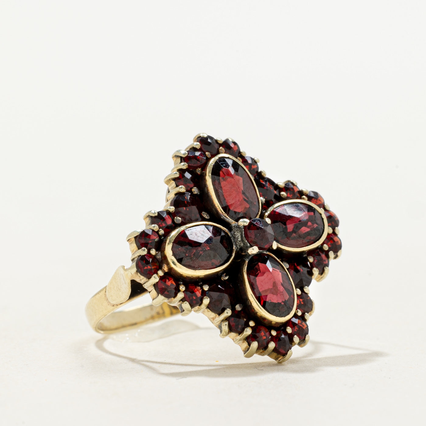 Garnet Cross Cluster Cocktail Ring | 3.50ctw | SZ 6.75