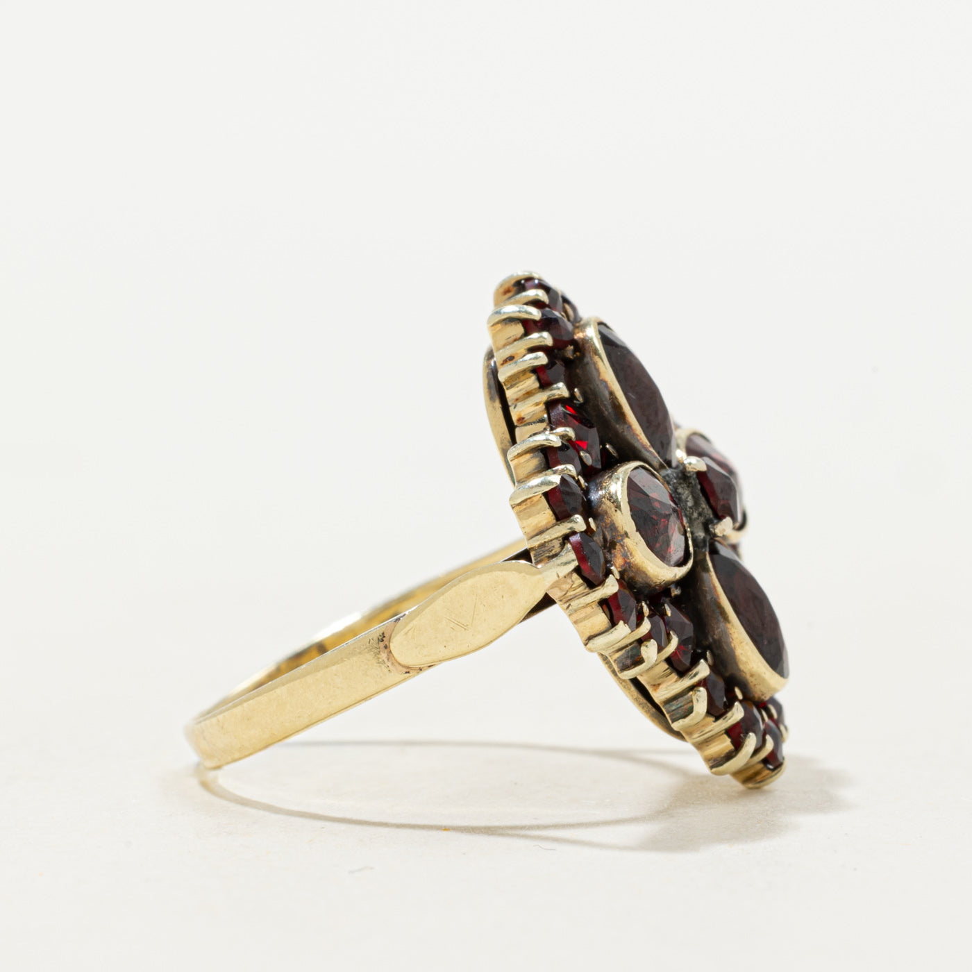 Garnet Cross Cluster Cocktail Ring | 3.50ctw | SZ 6.75