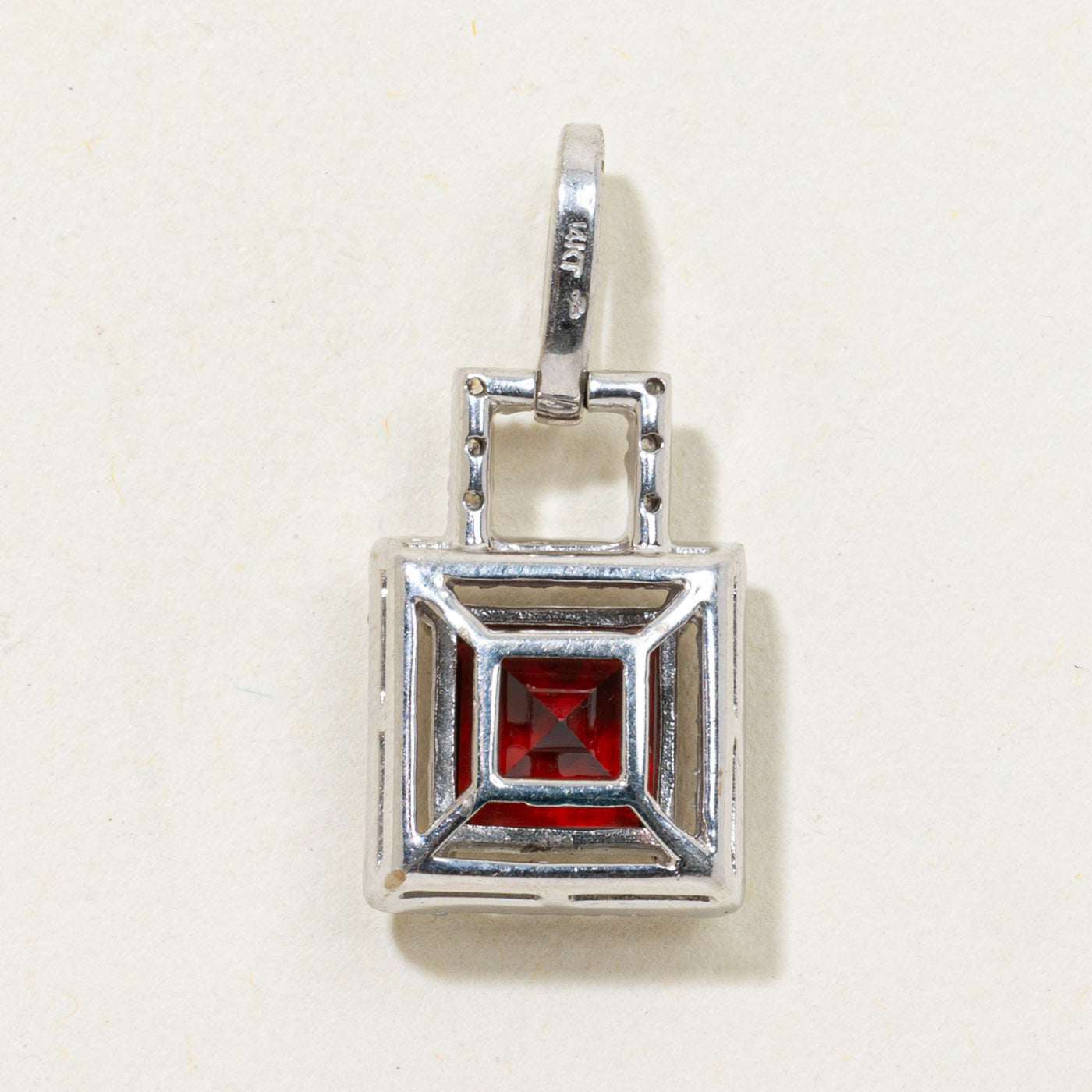 Garnet & Diamond Halo Geometric Pendant | 1.90ct, 0.16ctw