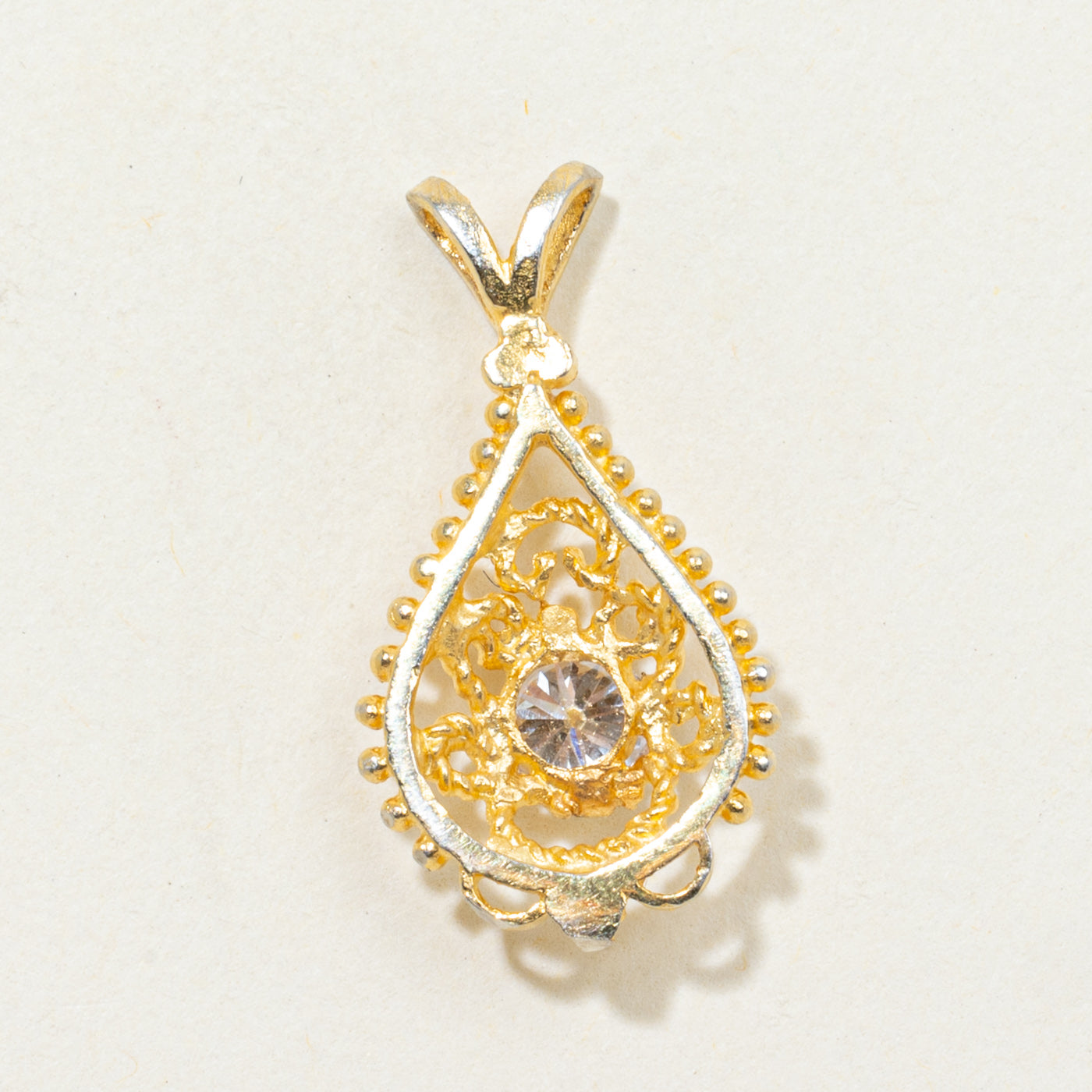 Diamond Openwork Teardrop Pendant | 0.37ct VS2 H/I