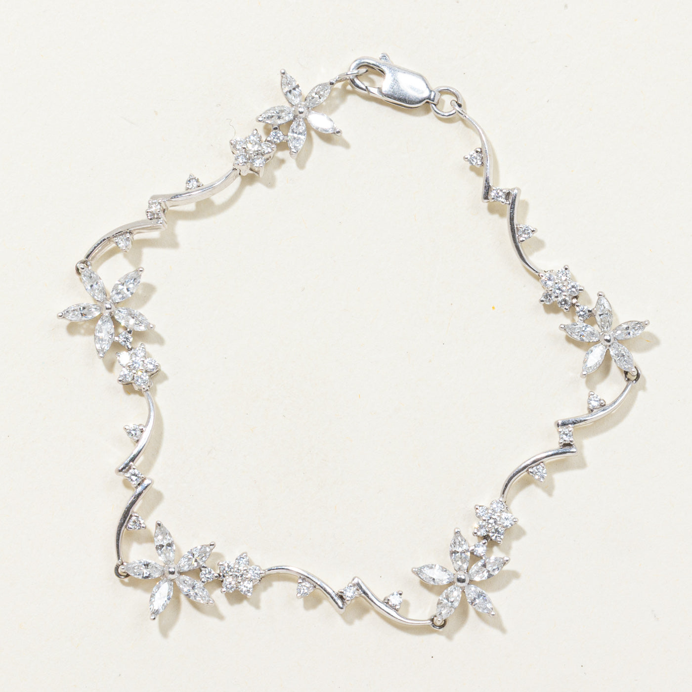 Diamond Floral Cluster Bracelet | 1.25ctw | 7"