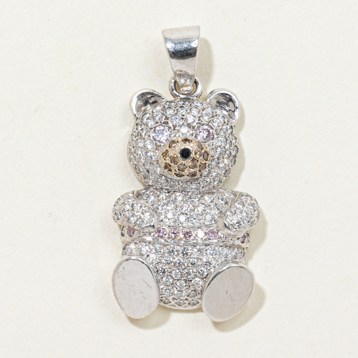 Multi Colour Diamond Teddy Bear Pendant | 0.82ctw