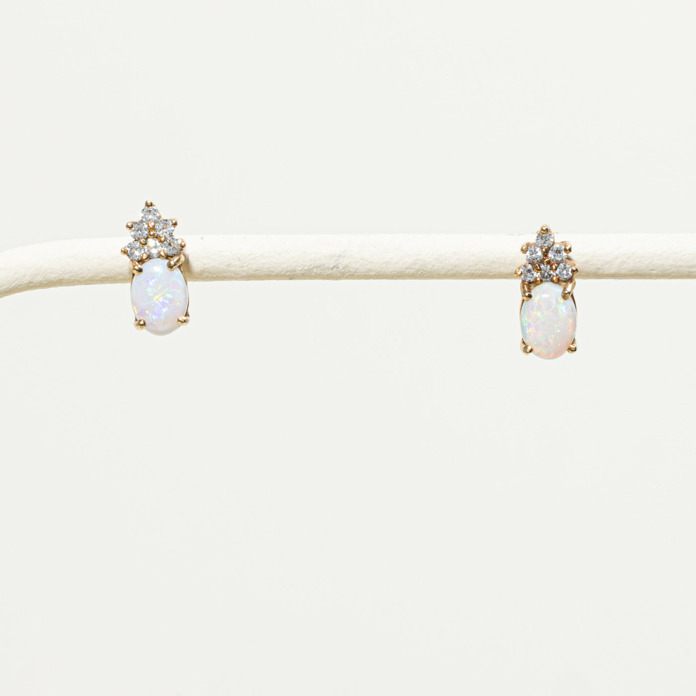Opal & Diamond Stud Earrings | 1.00ctw, 0.25ctw