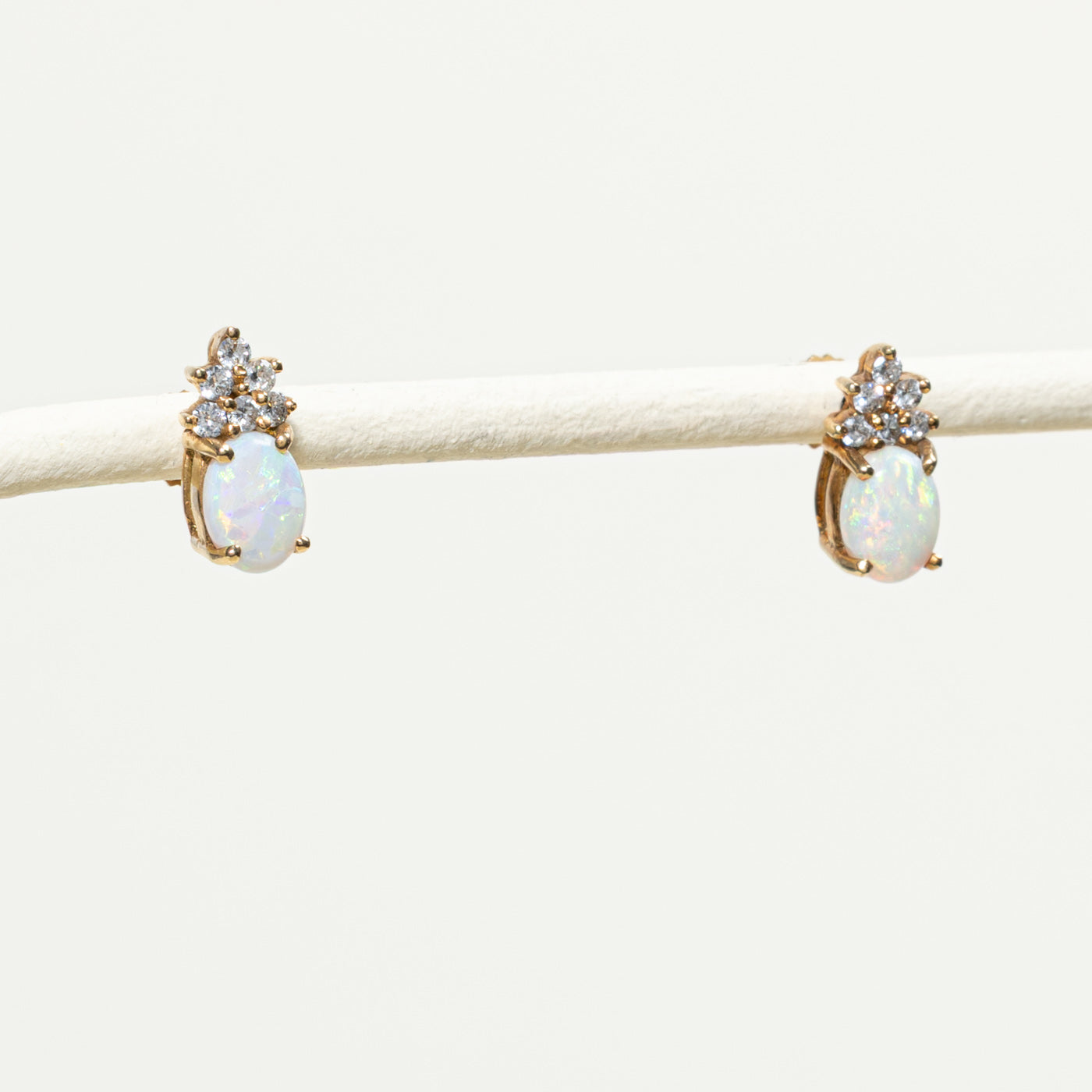 Opal & Diamond Stud Earrings | 1.00ctw, 0.25ctw