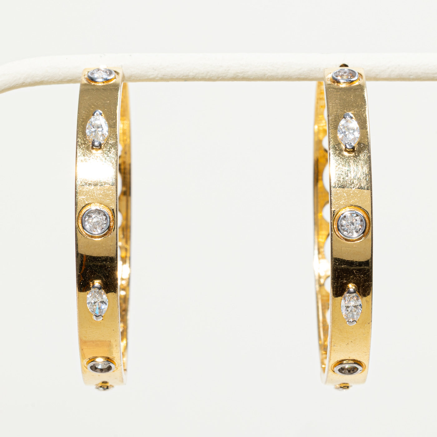 Bezel Set Large Diamond Hoop Earrings | 1.74ctw
