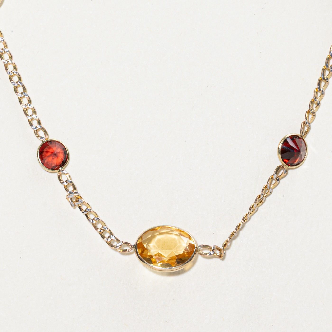 Citrine & Garnet Satelite Necklace | 16.40ctw, 5.30ctw | 19"