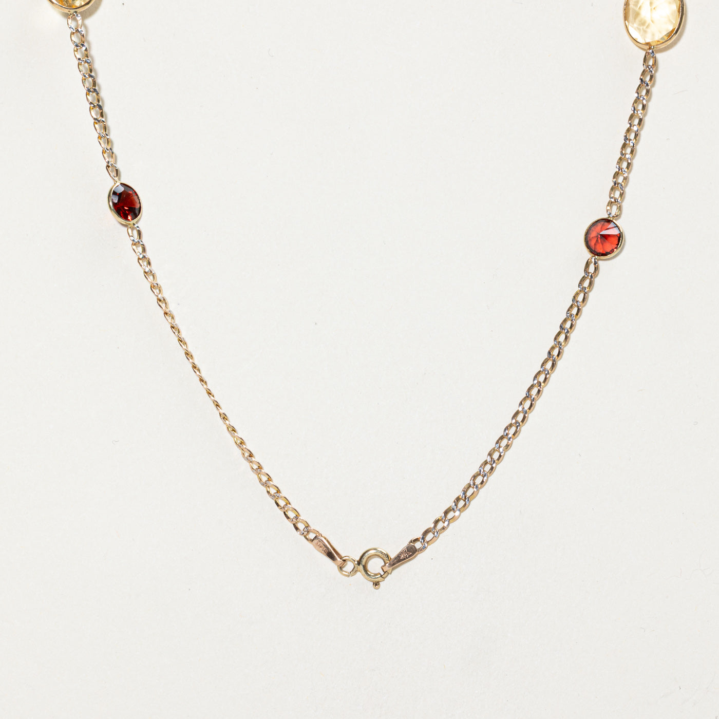 Citrine & Garnet Satelite Necklace | 16.40ctw, 5.30ctw | 19"