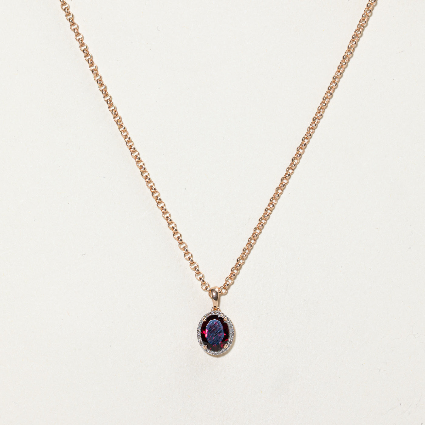 Garnet & Diamond Halo Pendant Necklace | 2.45ct, 0.07ctw | 24"