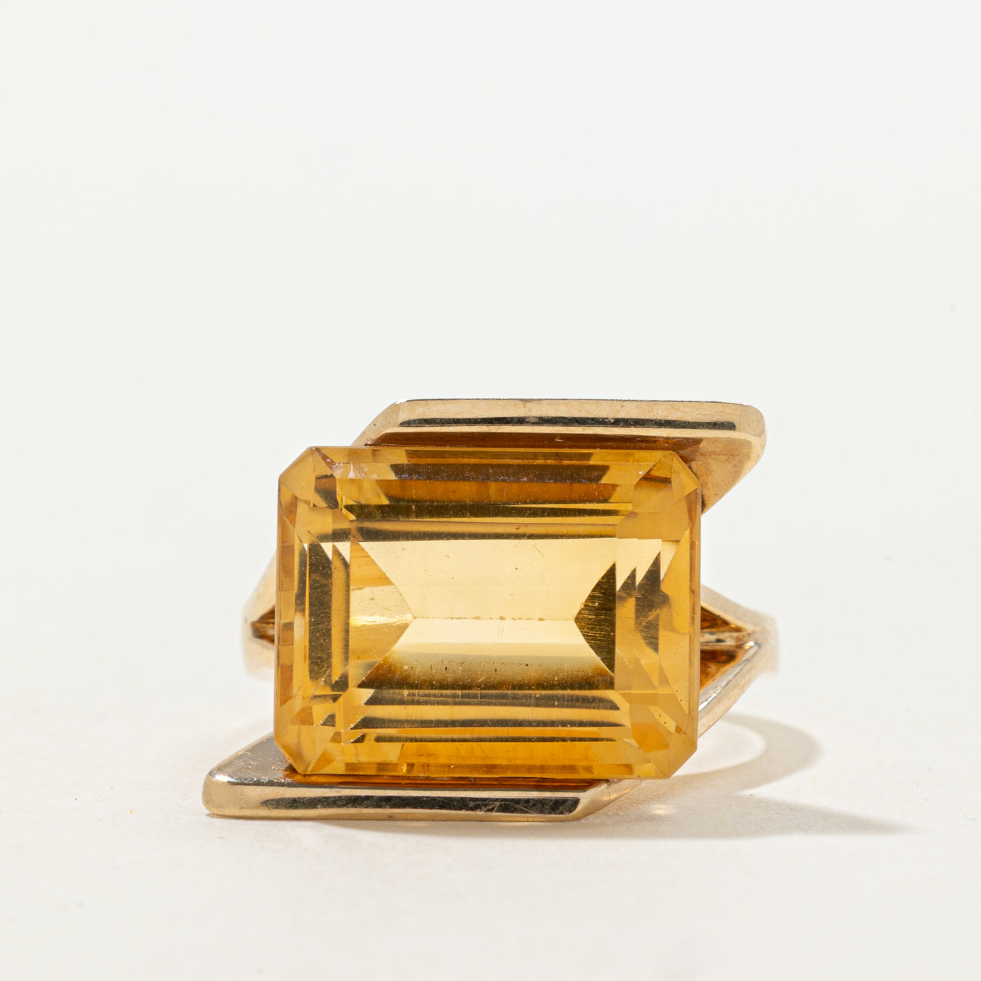 East West Emerald Cut Citrine Cocktail Ring | 10.00ct | SZ 6.25
