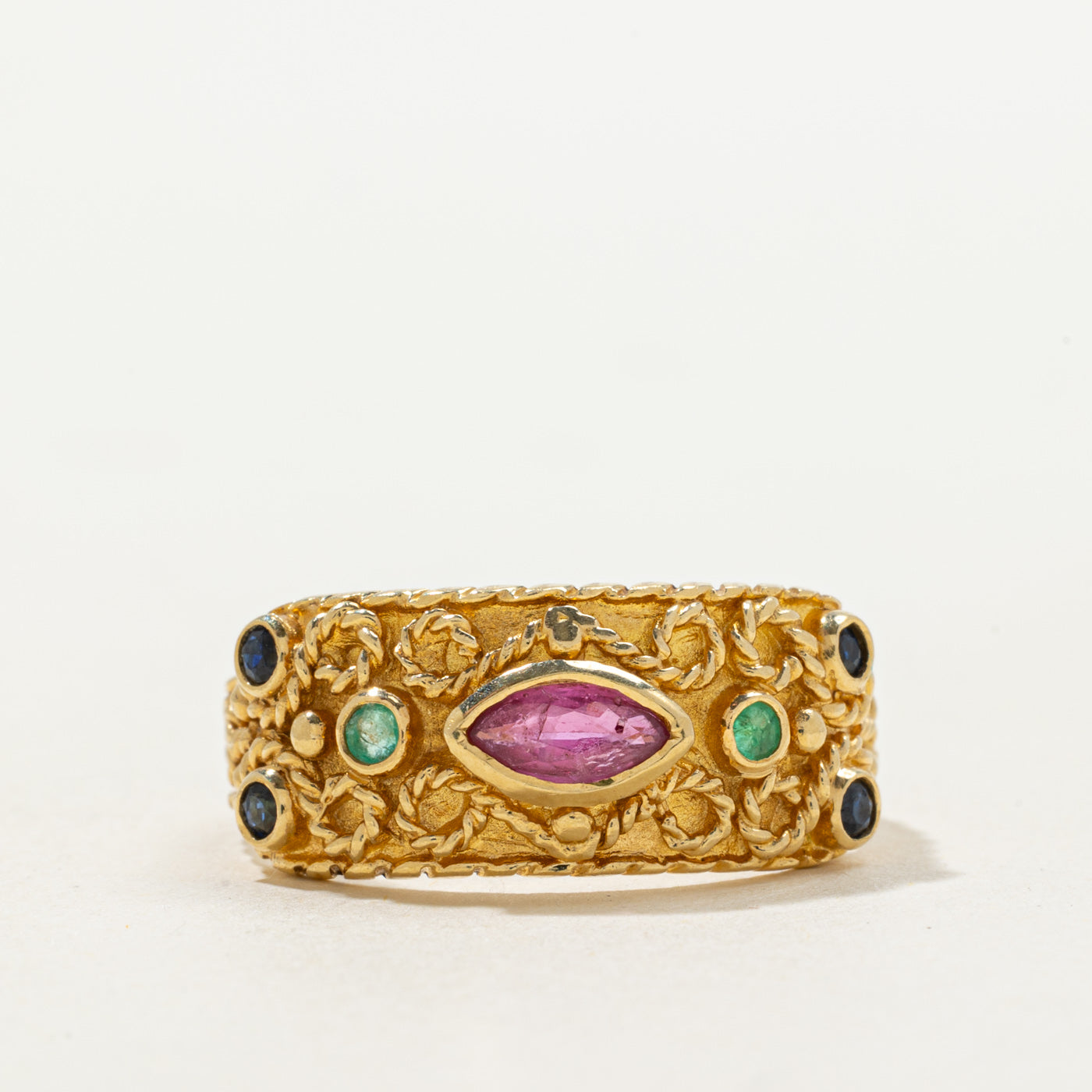 Multi Gemstone Rope Ring | 0.36ctw | SZ 8.5