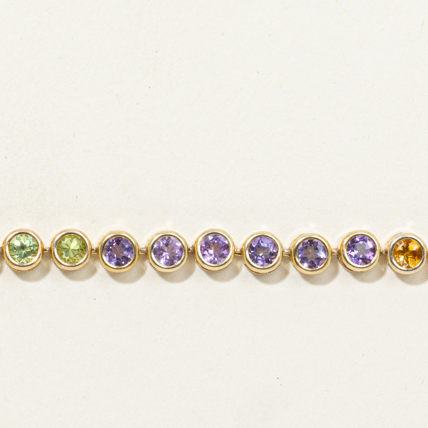 Bezel Set Multi Gemstone Rainbow Gemstone Bracelet | 6.38ctw | 7"