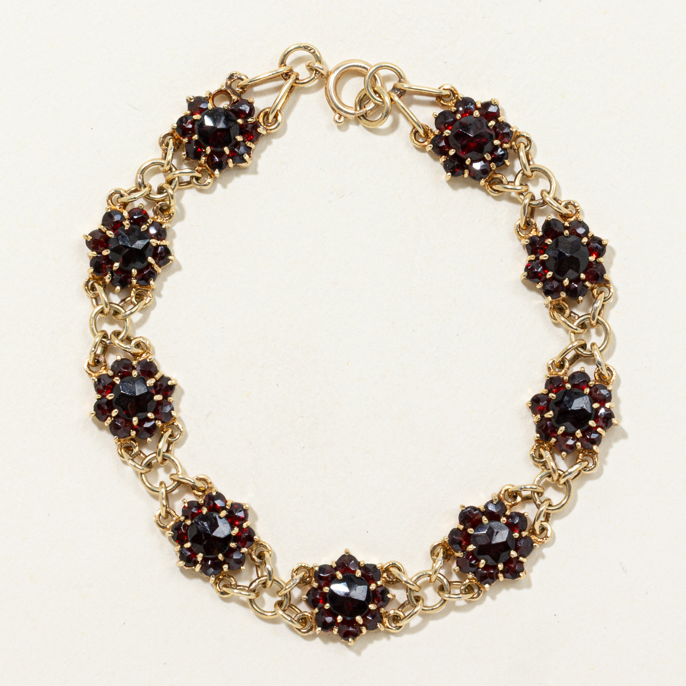 Garnet Floral Cluster Gemstone Bracelet | 8.40ctw | 7.25"