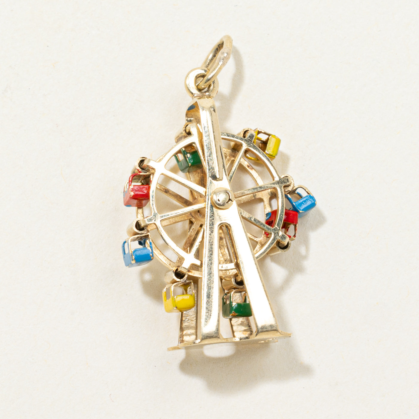14k Yellow Gold Enamel Ferris Wheel Charm