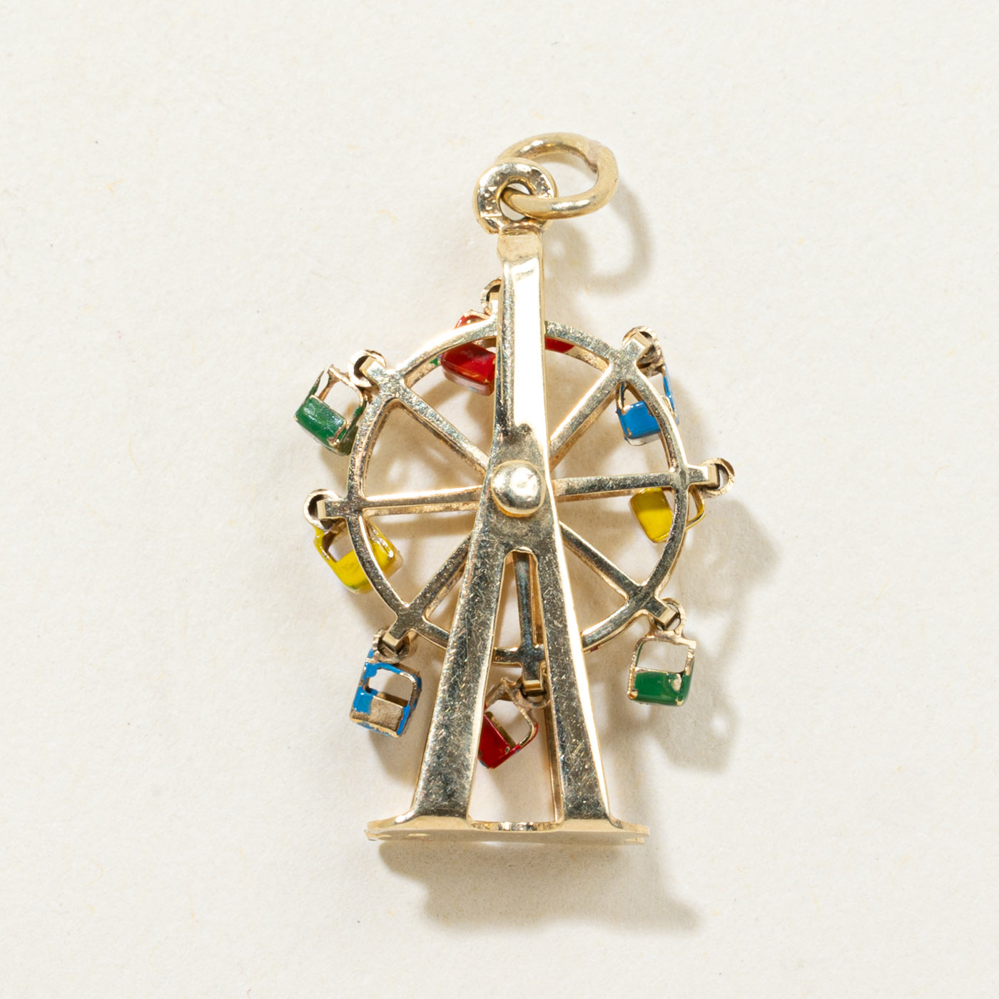 14k Yellow Gold Enamel Ferris Wheel Charm
