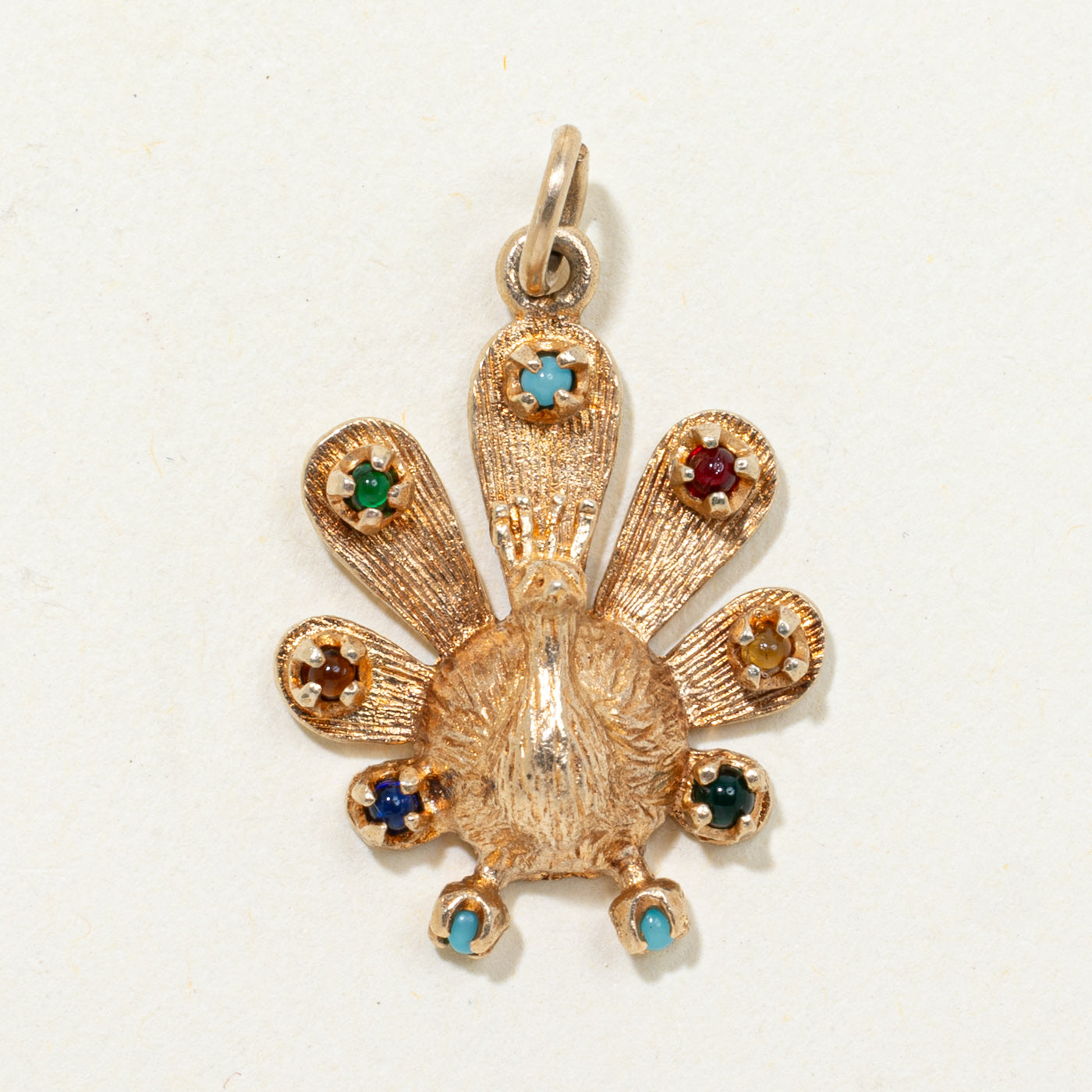 Multi Colour Paste Glass Peacock Charm | 0.10ctw