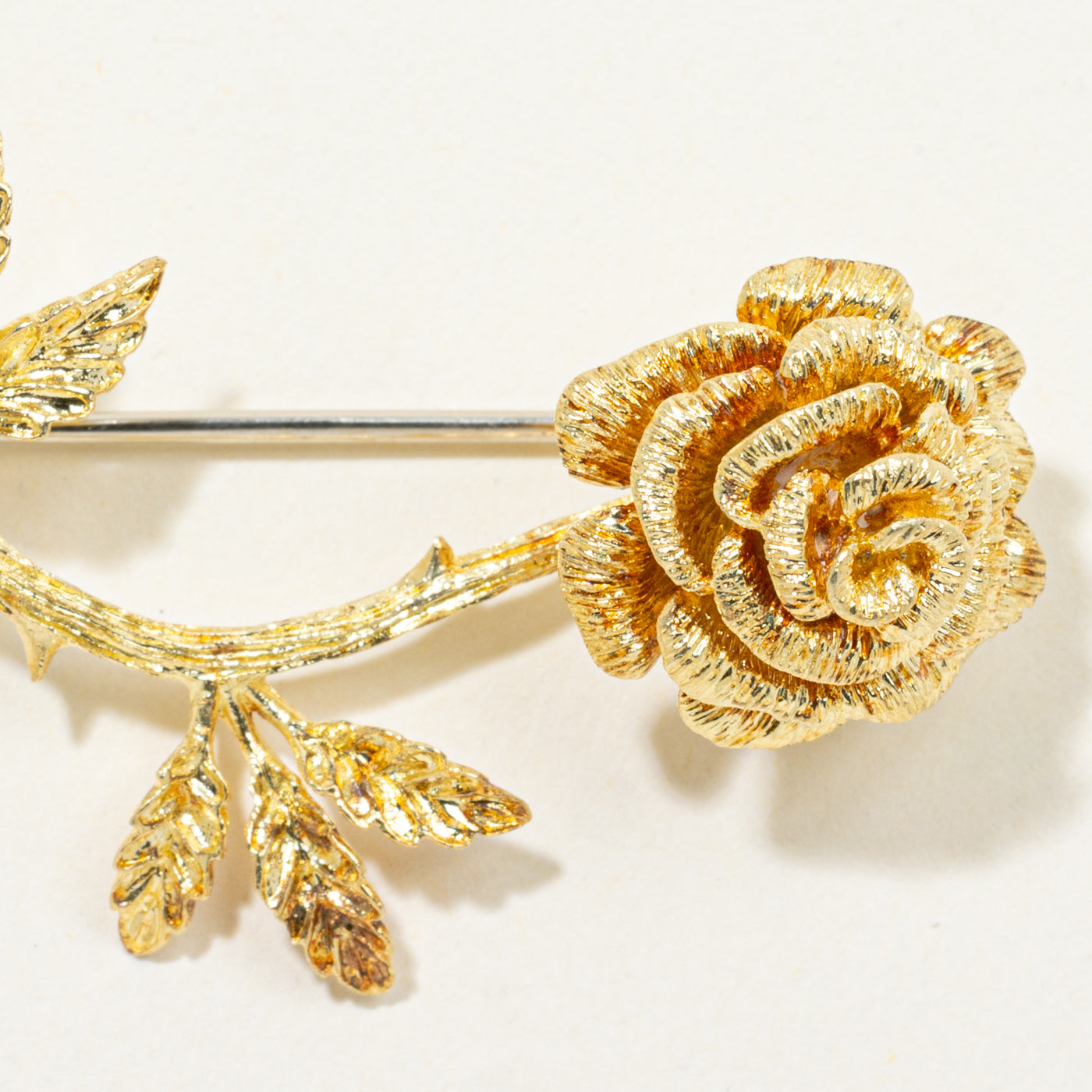 18k Yellow Gold Rose Brooch