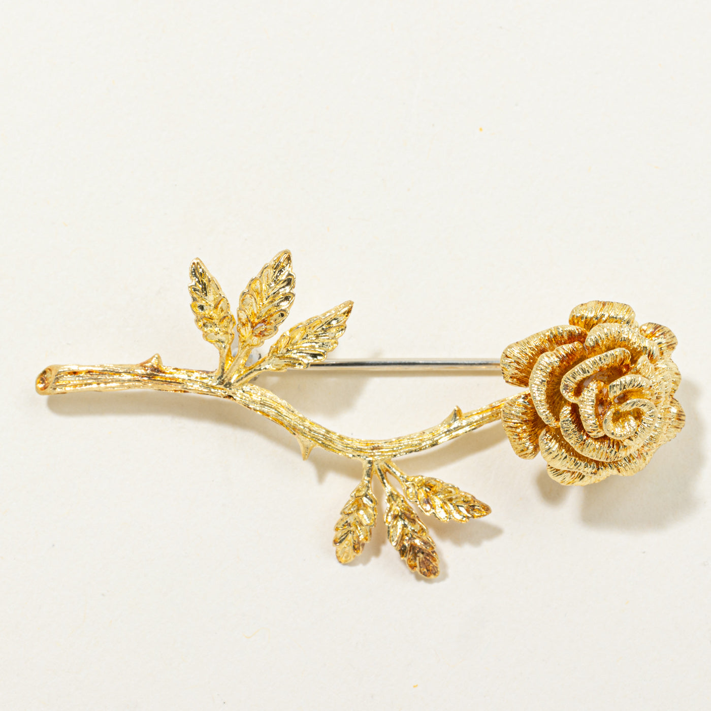 18k Yellow Gold Rose Brooch