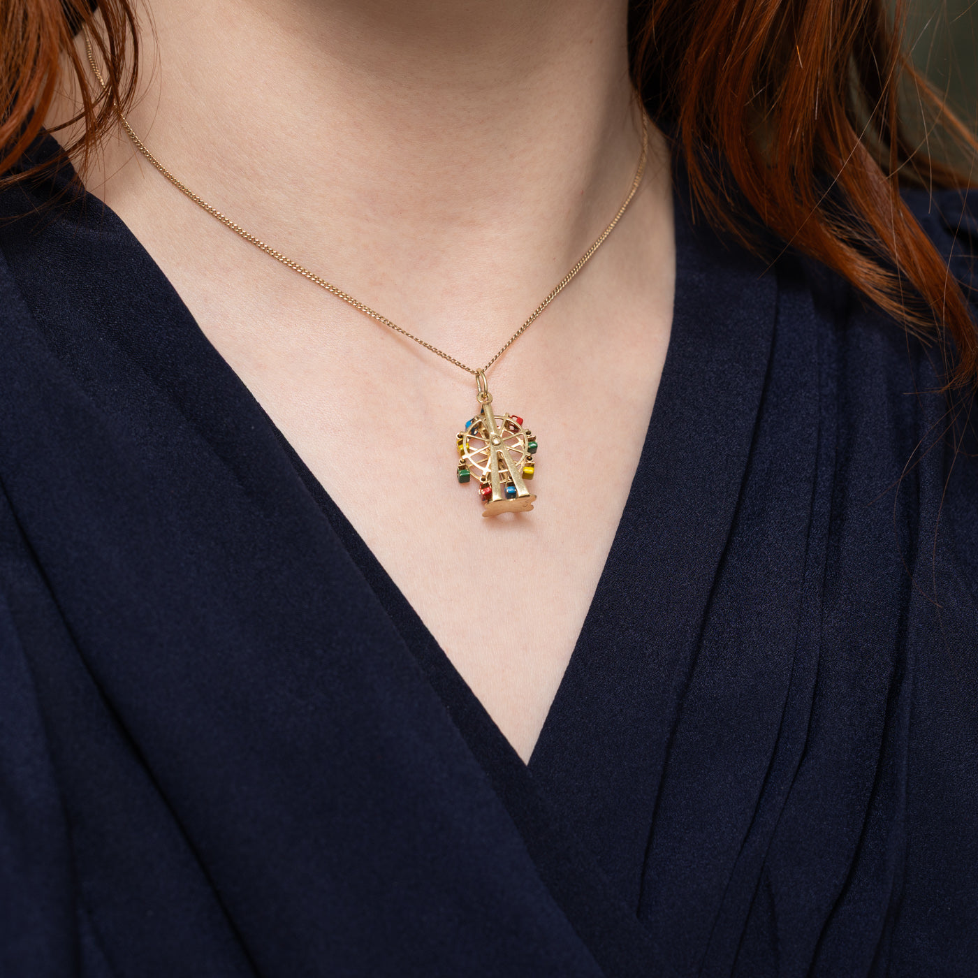 14k Yellow Gold Enamel Ferris Wheel Charm