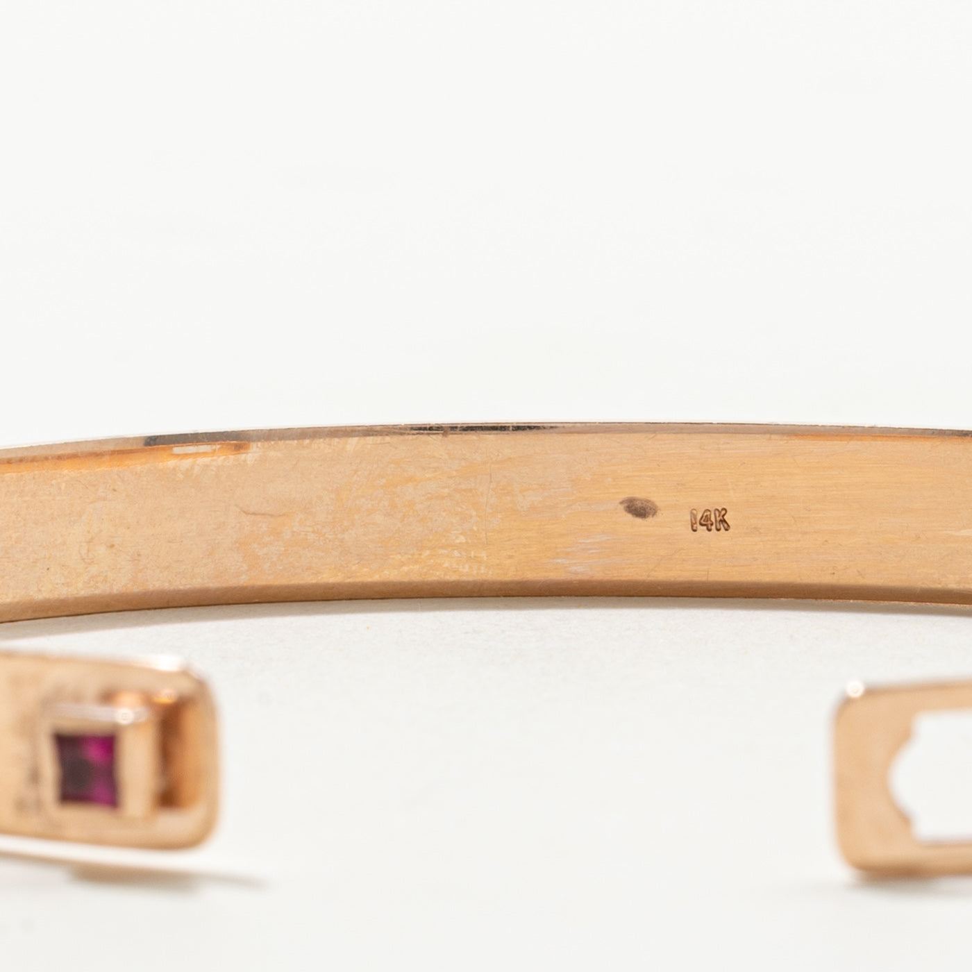 French Cut Ruby & Start Set Diamond Bangle Bracelet | 0.10ct, 0.20ctw | 6.75"