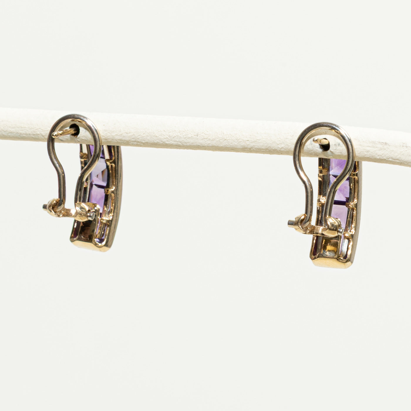 Channel Set Amethyst Column Stud Earrings | 1.00ctw