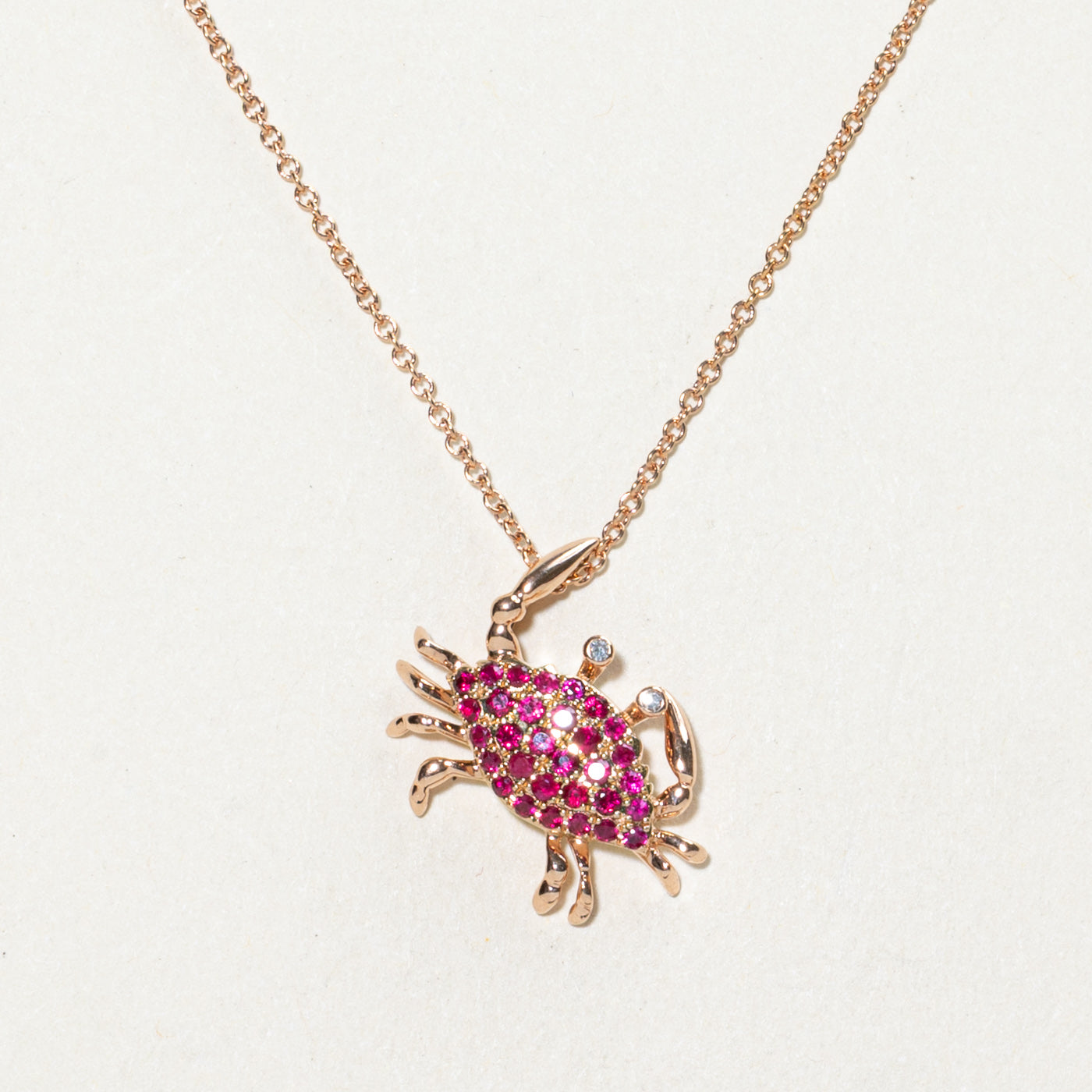 'Effy' Synthetic Ruby & Diamond Crab Pendant Necklace | 0.16ctw, 0.004ctw | 18"