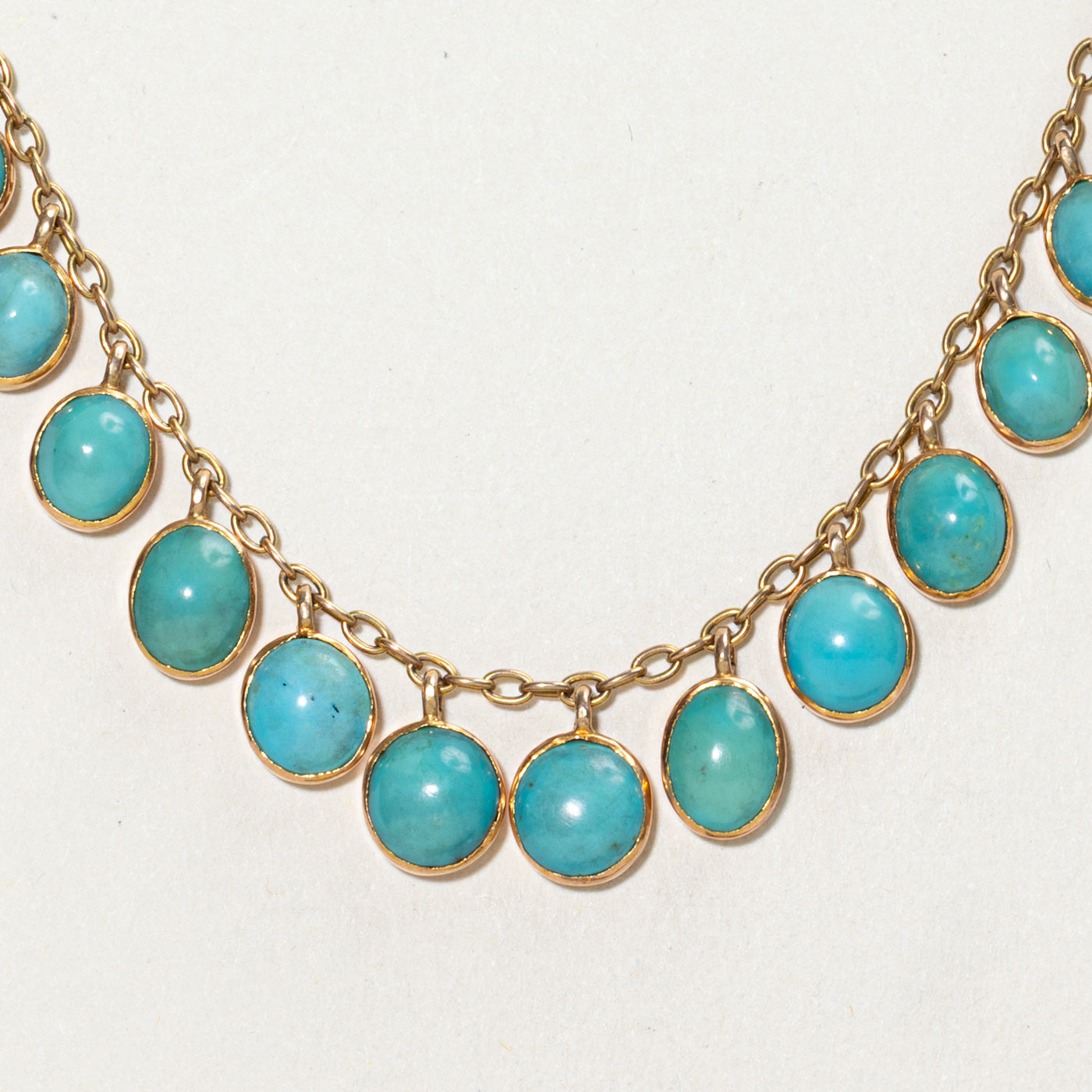 Bezel Set Turquoise Pendant Bib Necklace | 17.00ctw | 15"