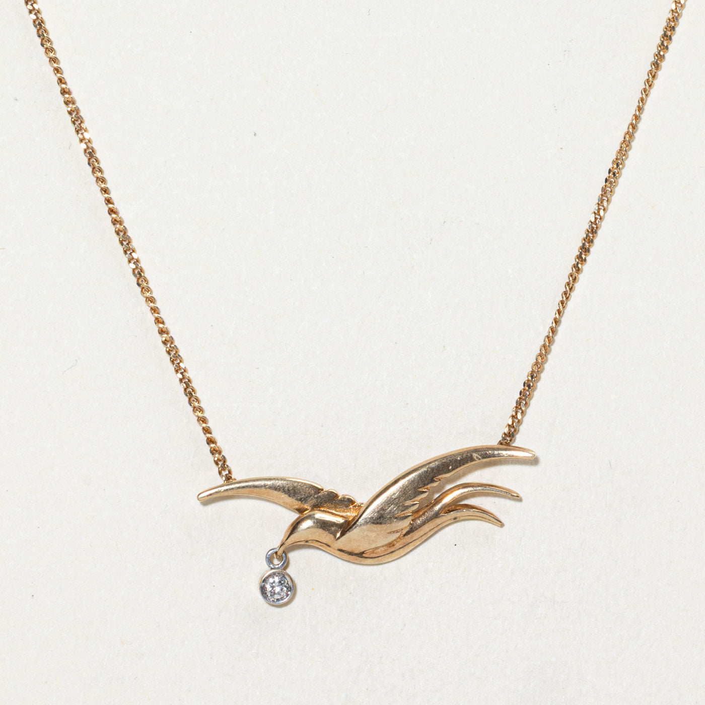 Diamond Bird Pendant Necklace | 0.01ct | 16.5"