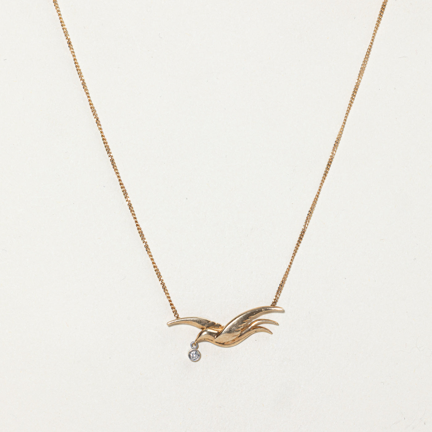 Diamond Bird Pendant Necklace | 0.01ct | 16.5"