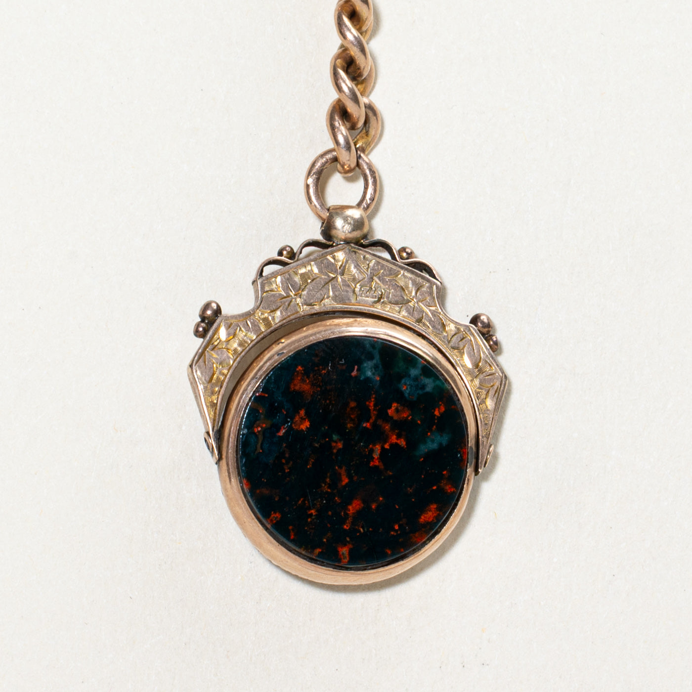Antique Birmingham Carnelian & Bloodstone Fob Watch Chain | 20.00ctw | 11"