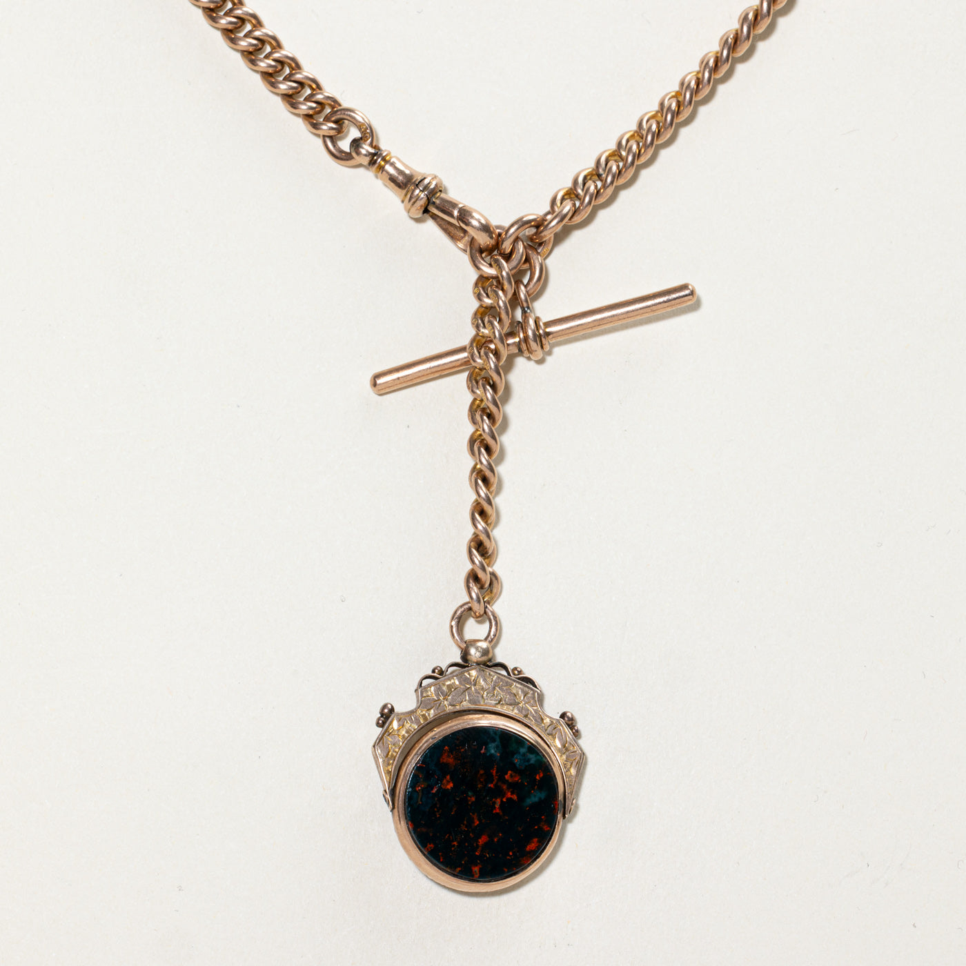 Antique Birmingham Carnelian & Bloodstone Fob Watch Chain | 20.00ctw | 11"