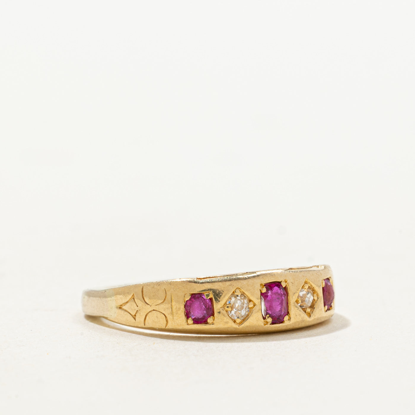 1883 Chester Five Stone Ruby & Diamond Ring | 0.20ctw, 0.06ctw | SZ 6