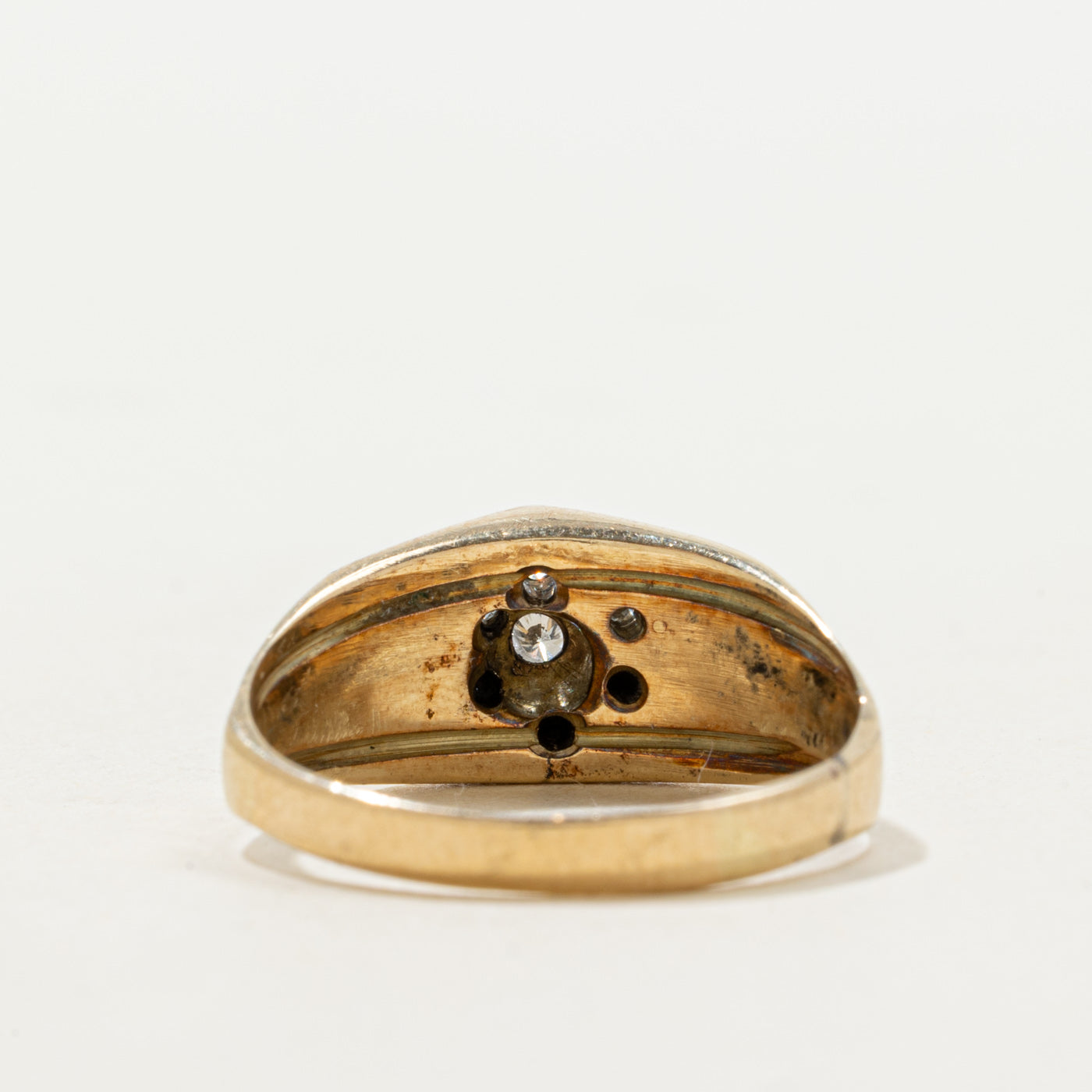 Diamond Hexagon Cluster Textured Signet Ring | 0.08ctw | SZ 7.5