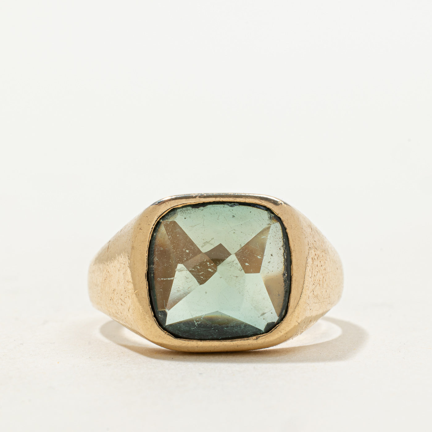 Synthetic Green Spinel Signet Ring | 5.20ct | SZ 9.75