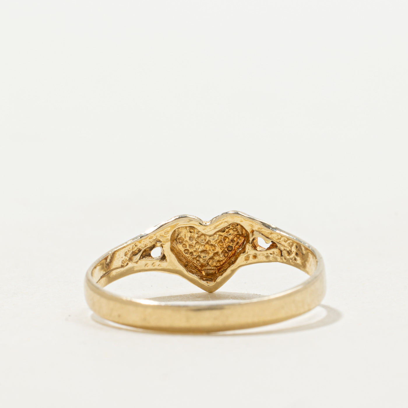 14k Yellow Gold Engraved Heart Ring | SZ 6.25