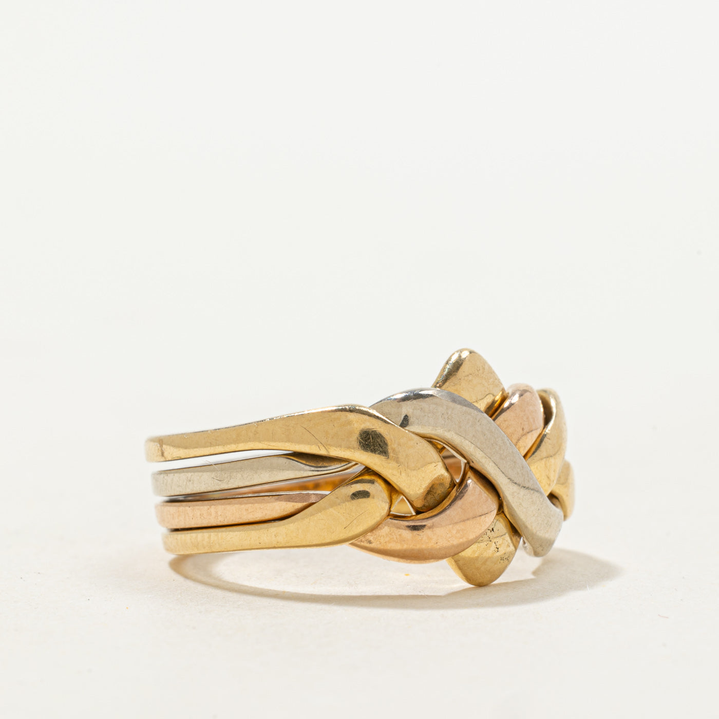 Italian 18k Tri Tone Gold Puzzle Ring | SZ 7.25