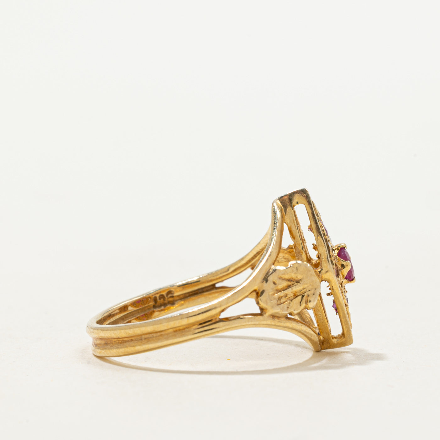 Ruby & Diamond Cross Cluster Openwork Ring | 0.10ctw, 0.04ctw | SZ 6