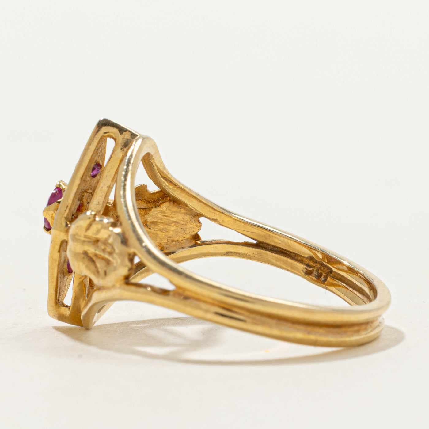 Ruby & Diamond Cross Cluster Openwork Ring | 0.10ctw, 0.04ctw | SZ 6