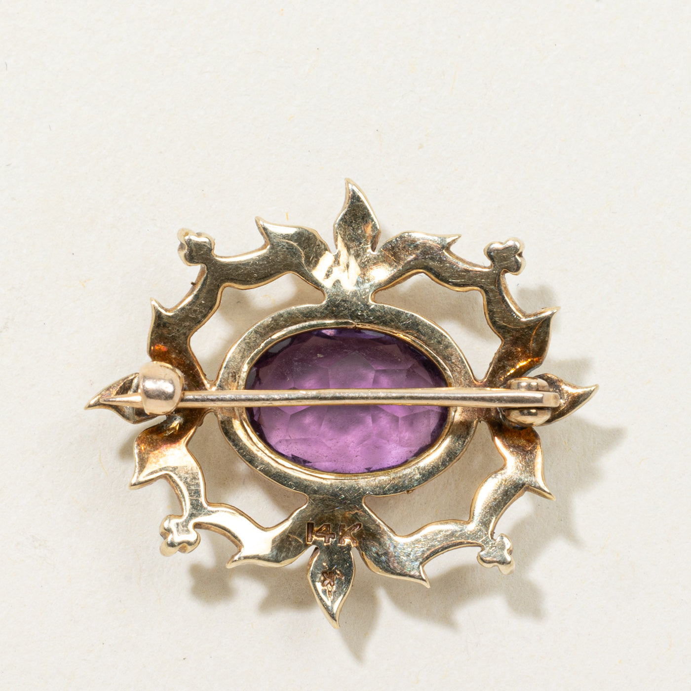 Late Victorian Amethyst & Seed Pearl Floral Wreath Brooch | 3.88ct