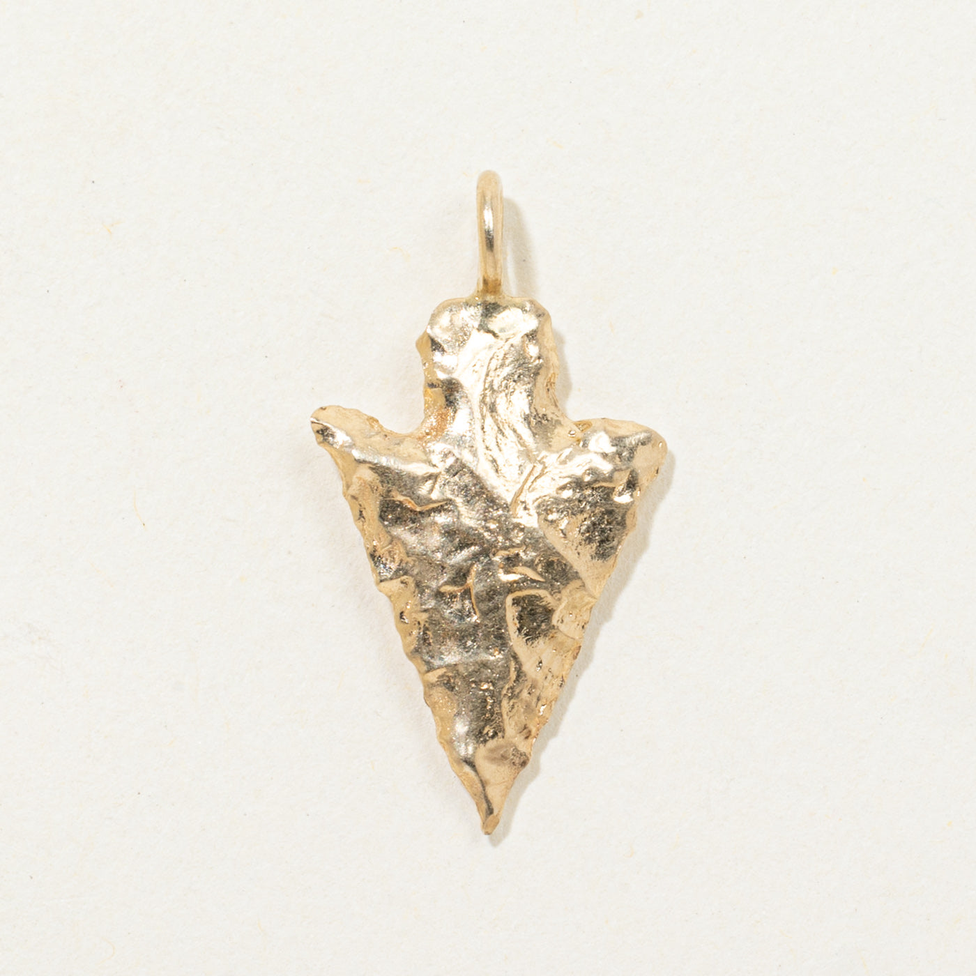 14k Yellow Gold Textured Arrowhead Pendant