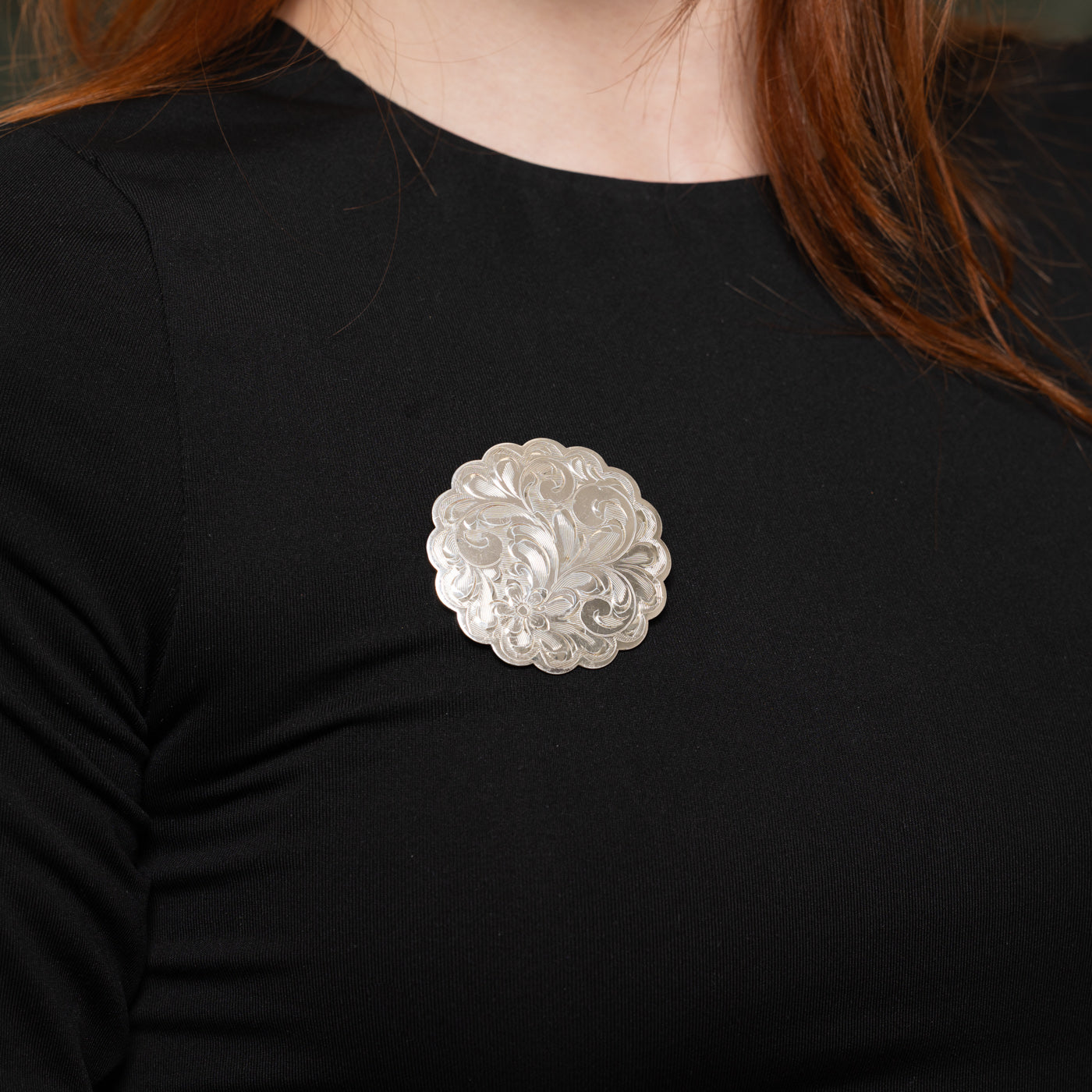 Sterling Silver Engraved Floral Brooch
