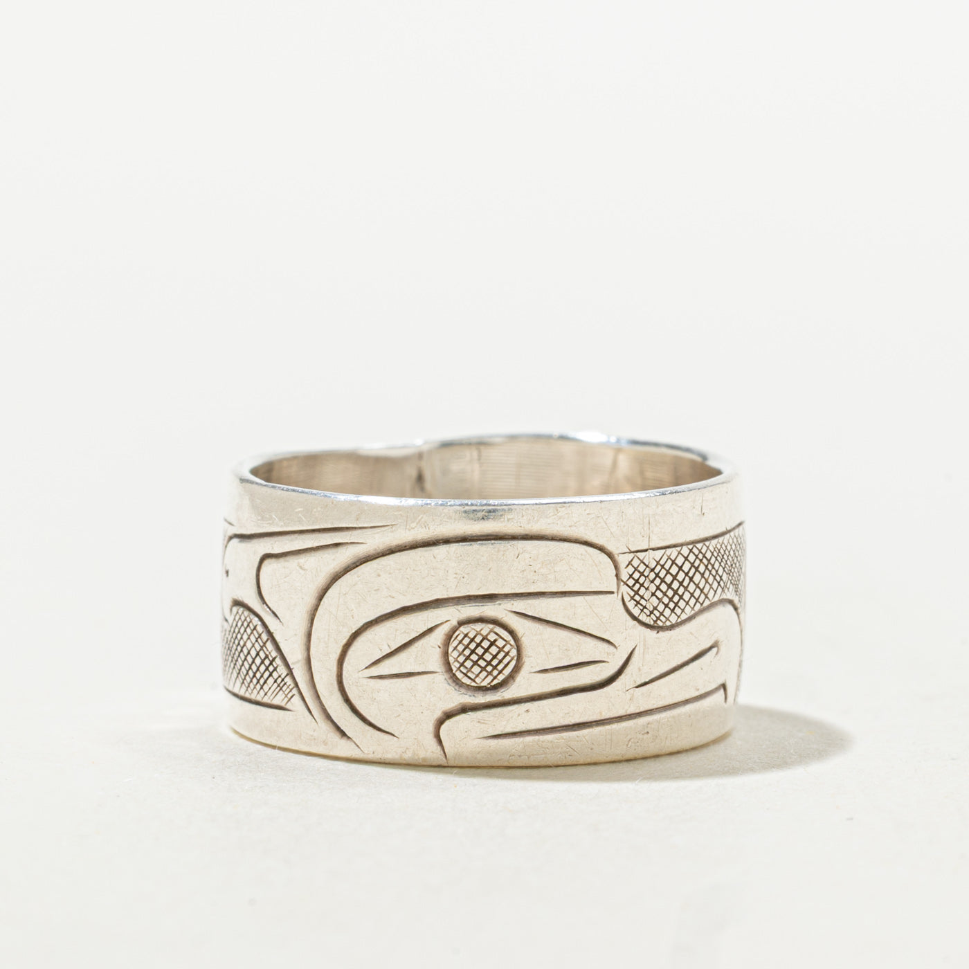 'C.I.H.' Sterling Silver Indigenous Engraved Band | 9.80mm | SZ 7.5