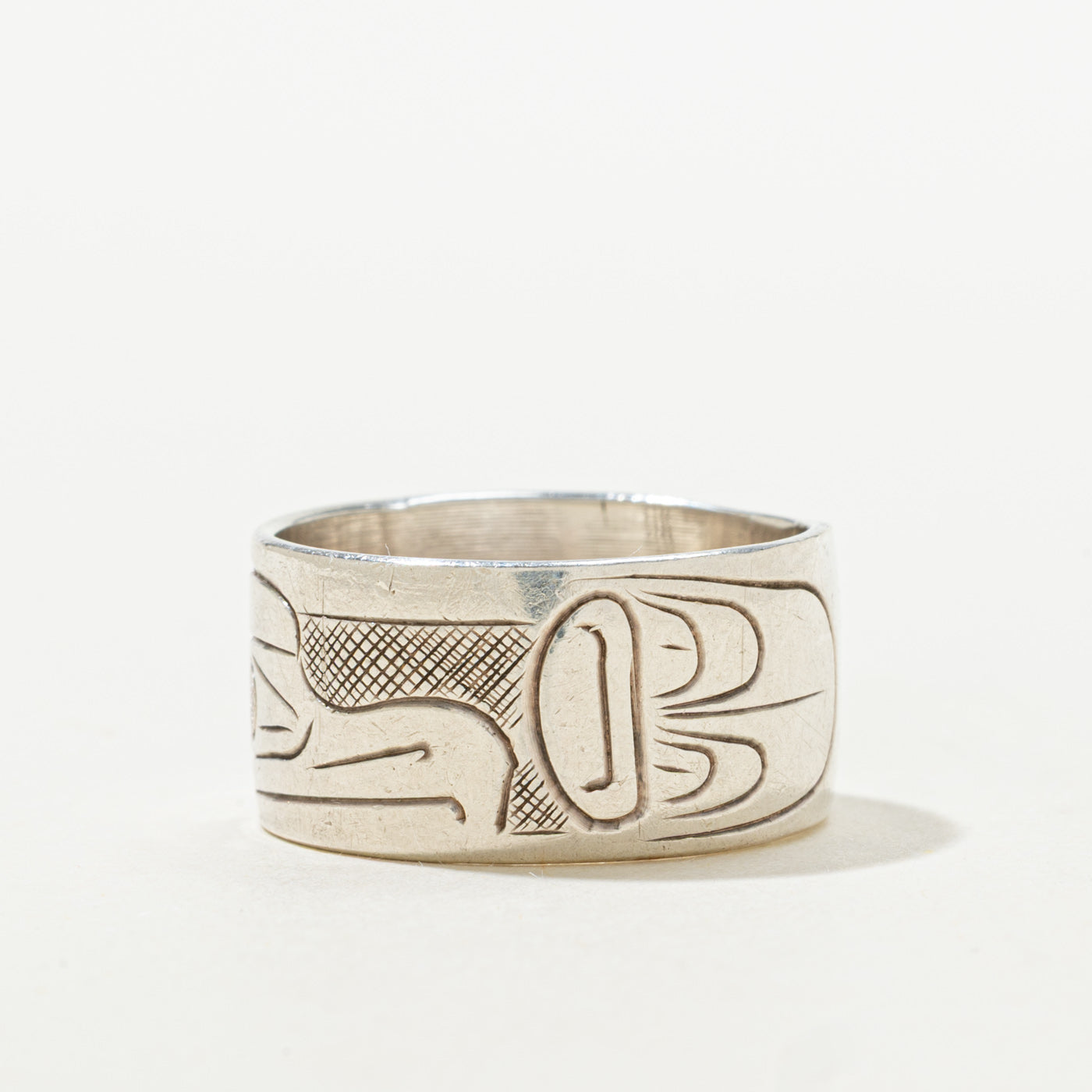 'C.I.H.' Sterling Silver Indigenous Engraved Band | 9.80mm | SZ 7.5