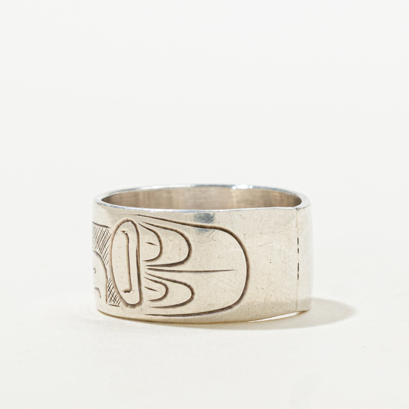 'C.I.H.' Sterling Silver Indigenous Engraved Band | 9.80mm | SZ 7.5