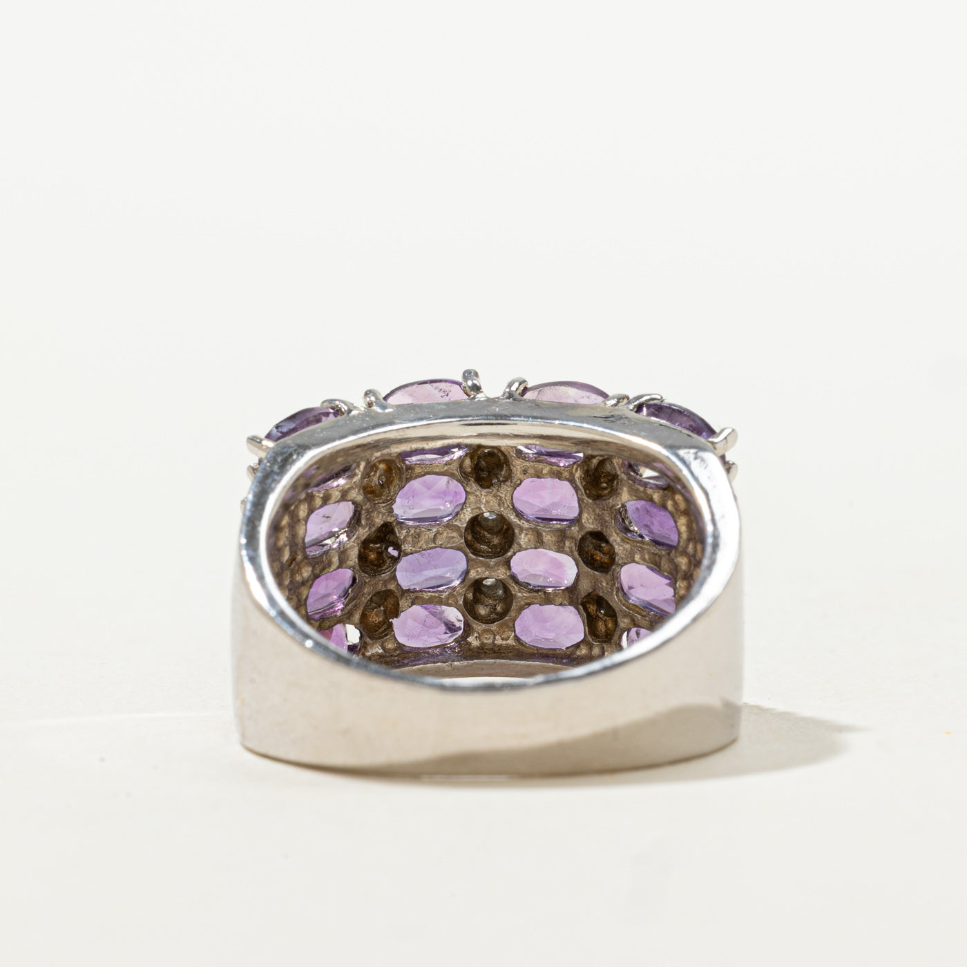 Sterling Silver Amethyst & Diamond Grid Ring | 2.08ctw, 0.04ctw | SZ 7.25