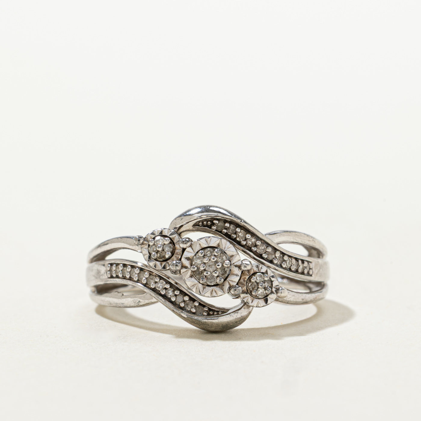 Sterling Silver Diamond Wave Crossover Ring | 0.03ctw | SZ 7.25