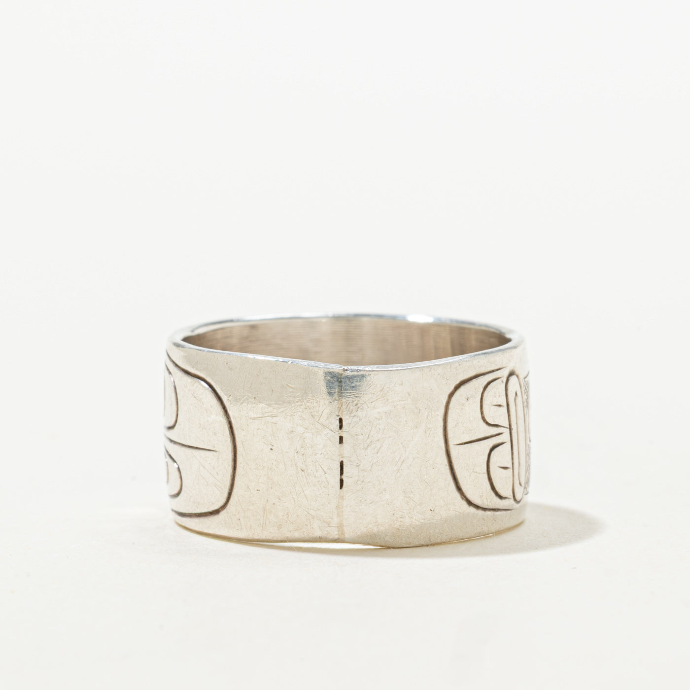 'C.I.H.' Sterling Silver Indigenous Engraved Band | 9.80mm | SZ 7.5